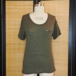 Derek Heart Army Green, Long Tee, Size L